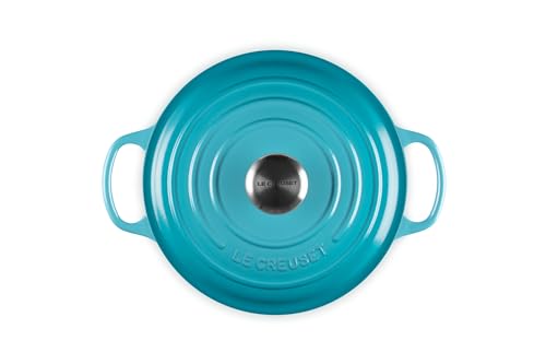 Le Creuset Signature Gusseisen-Bräter mit Deckel, Ø 24 cm, Rund, Für alle Herdarten und Induktion geeignet, Volumen: 4,2 l, 4,305 kg, Karibik, 21177241702430 2