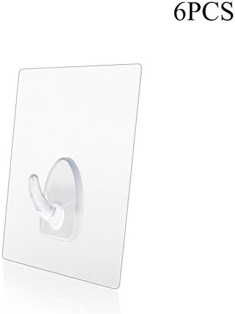 Homewill 6 Pack Nail Free Transparent Super Heavy Duty wall Hooks for kitchen, Bathroom and over Door, No Scratch, Waterproof and Oilproof for Wall &amp; Ceiling Hanger