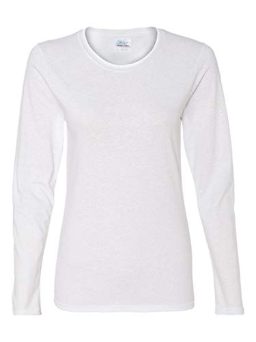 Gildan womens Heavy Cotton 5.3 oz. Missy Fit Long-Sleeve T-Shirt(G540L)-WHITE-M