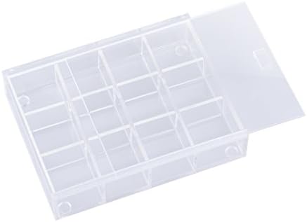 Dearkays Clear Hard Plastic Jewelry Beads Organizer Box Storage Container Case With 12 Small Grids(Slipping Cover)