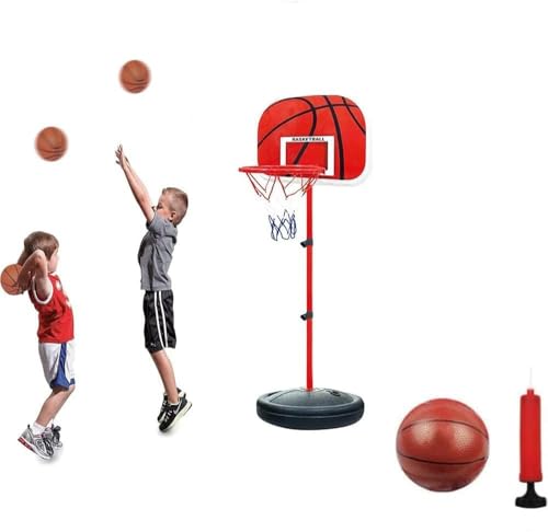Basketball Hoop Stand with Wheel, DMG Portable Adjustable Height Children Basketball Hoop with Ball & Pump, Indoor Outdoor Sport Activity Game Gift Toddler, 63-150cm