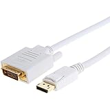 DP to DVI, CableCreation Gold Plated 6 Feet DisplayPort to DVI Cable, Standard DP to DVI Male Cable with built in IC Chipset, White
