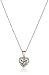 10k Yellow Gold Heart Aquamarine and Round Created White Sapphire March Birth Stone Pendant Necklace, 18