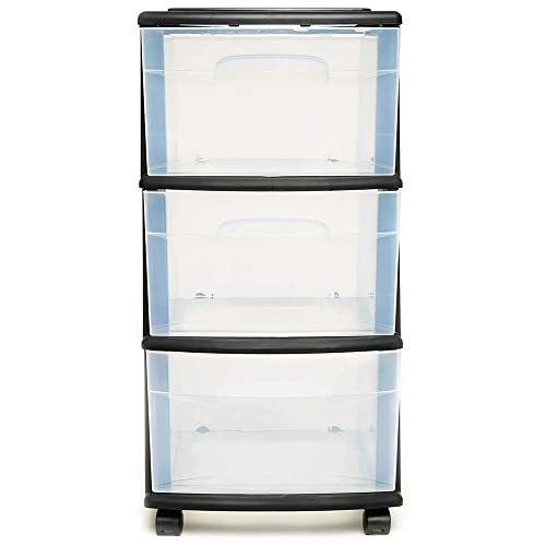 Homz Plastic 3 Clear Drawer Medium Home Organization Storage Container