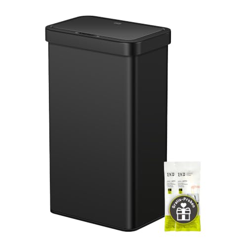 EKO 80L Sensor Mülleimer, großer Abfalleimer mit automatischer Deckelöffnung, Soft-Close-Deckel, fingerabdruckfreier Edelstahl, Beutelhalterung, elekt