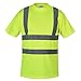 SHORFUNE High Visibility T-Shirt with Short Sleeve, Reflective Strips, Yellow, ANSI/ISEA Standards, XXL