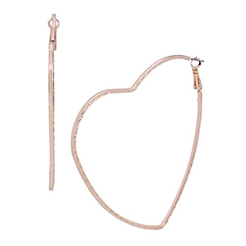 Pendientes de aro con forma de corazón con textura de Jessica Simpson, oro rosa (321721RG689)