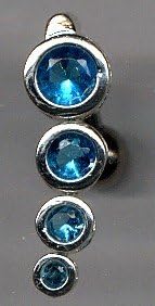 Body Fashion Belly Ring Row Long Dangle Navel Ring with Cz Stones 14g Belly Piercing Belly Ring with Surgical Steel Bar (Blue)