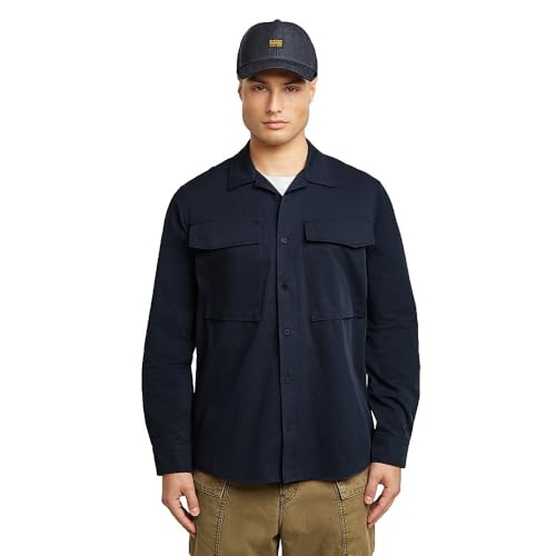 G-STAR 8719965012981 Camiseta Cargo Pocket Regular LS para Hombre, Azul (Salute D26942-e077-c742), S