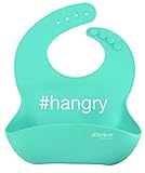 Waterproof Silicone Bib 100% Pure Platinum LFGB Silicone. NO fillers. (Single Bib - Hangry - Mint Green)