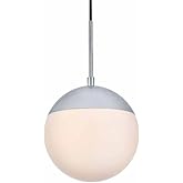 Living District Eclipse 1-Light Metal & Glass Pendant in Chrome/Frosted White