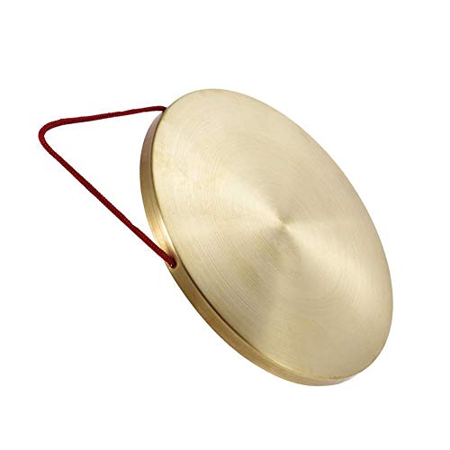 HsgbvictS Learning & Education 15cm Hand Gong Toy Brass Copper Chapel Opera Percussion with Round Play Hammer - Yellow Copper