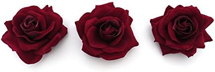 *NEW** X3 BEAUTIFUL LARGE DARK RED ROSE FLOWER HAIR CLIPS - BURLESQUE 50s DANCE FESTIVAL CLIP DANCER SLIDE