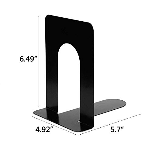 Metal Bookends, Heavy Duty Black Bookend Support, 6.5 x 5 x 5.7 Inch, Set of 4 Pairs