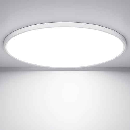 OUILA LED Deckenleuchte Flach Rund - Ø50CM Deckenlampe LED 48W 6500K 4800LM IP44 Wasserdichte Badezimmer Lampe, Küchenlampe Deckenleuchte Kaltweiß für