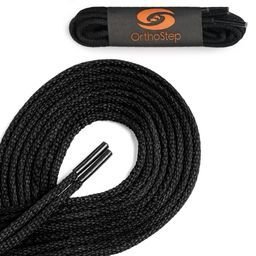 OrthoStep Waxed Very Thin Dress Round Black 28 inch Shoelaces 1 Pair Pack