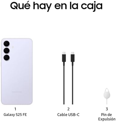 Galaxy S25 FE 256GB, telemóvel com IA, moldura leve de 7,5mm, ecrã FHD+ de 6,7", câmara de 50MP, Exynos 2400, 8GB de RAM, garantia do fabricante 3 anos + 1 ano extra, preto intenso (versão espanhola)