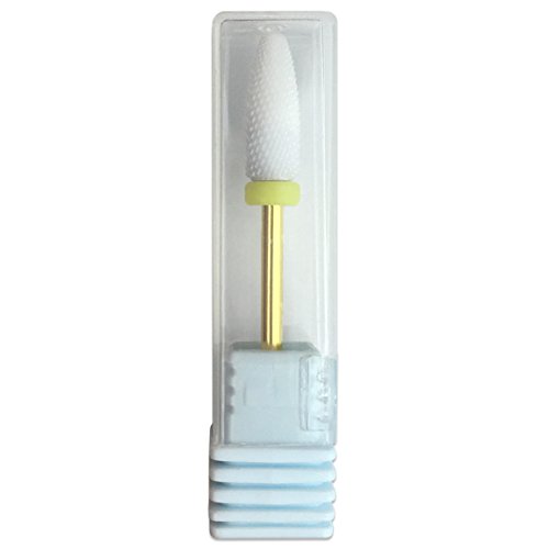 Beauticom (Grit: XF- EXTRA FINE) Professional USA Ceramic White Flame Cone Shaped Bit Nail Drill 3/32" Shank Size