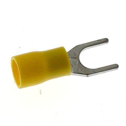 SeKi 14138 Yellow 4.0-6.0 mm 25 x Fork Cable Lugs M6 Partially Insulated DIN Cable Lug