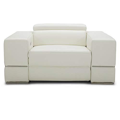 Zuri Modern Luxor Reclining Chair with Power Headrests Ivory Top