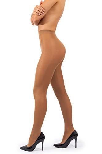 sofsy Opaque Microfibre Tights Invisibly Reinforced Opaque Brief Pantyhose 40Den [Made In Italy] Camel Brown 3 - Medium
