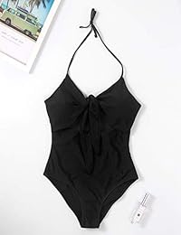 XUNYU Traje de baño de una pieza para dama, traje de baño con nudo de corbata, bikini de corte alto