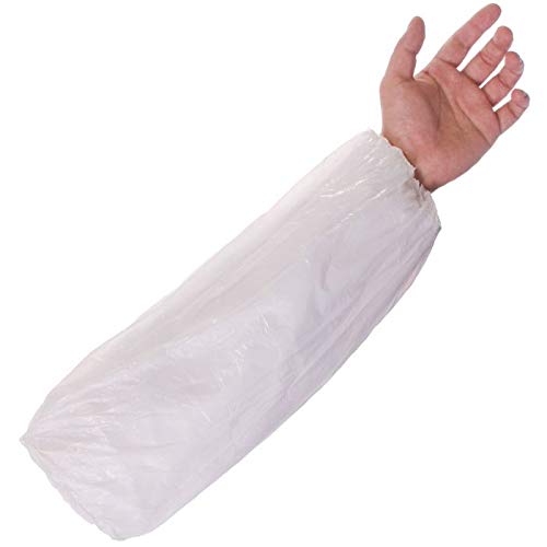 100 x Disposable Sleeves, Over-Sleeve Water-Resistant Arm Cover Sleeve Protector with Elasticated Wrist (White)
