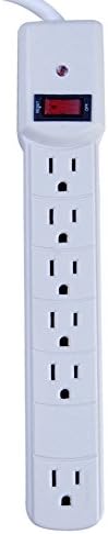 Aceland 6-Outlet Surge Protector Power Strip, 6ft Heavy Duty Extension Cord, White