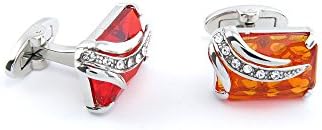 WOWGAME2009 CufflinksCufflinks Cuff Links Men's Fashion Jewelry Wedding Party 00205 Orange-red Square Stone