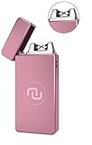 Novelty Wares™ - USB Flameless Plasma Dual Arc Rechargeable Windproof Cigarette Lighter with Charging Cable and Gift Box (Rose Gold)