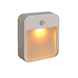 Mr. Beams MB720A Sleep Friendly Battery-Powered Motion-Sensing LED Stick-Anywhere Nightlight with Amber Color Light (1-Pack), White