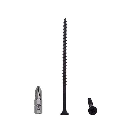(Pack of 100 pcs) Black Phosphate Carbon Steel 4.8 x 102 mm Wood Screws, Phillips Bugle Head, Chipboard Fasteners (100, 4.8 x 102 mm)
