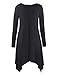 OUGES Women's Long Sleeve V Neck Button Down Midi Skater Dress with Pockets(Black067,XXL)