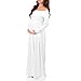 Mother Bee Maternity Off Shoulder Cowl Neck Maternity Dress for Baby Shower or Casual Wear (Soft New Ivory, Medium)