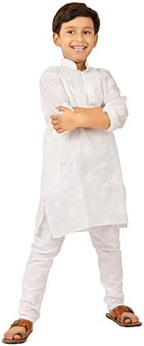 Shubhgayati Kids Kurta Pyjama Beautiful Chikan Handwork Over Front for Boys and Girls for Festivals and Pooja