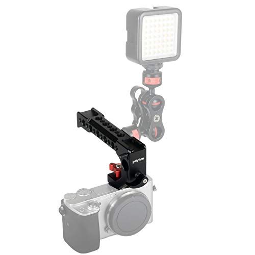 Poyinco Camera Top Handle Grip Cold Shoe Hot Shoe with Anti-Off Designed Adapter+15mm Rod Clamp