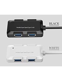 AIK USB C Hub, Ultra Slim USB C adaptador con 4 puertos USB 3.0 para MacBook Pro 2018 2017 iMac,  Chromebook Pixelbook, XPS, Samsung S9, S8 y más dispositivos USB tipo C (negro)