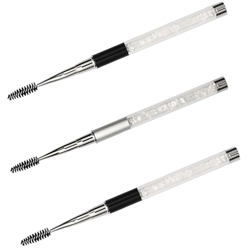 3 Pieces Eyelash Brush with Cap (2 Black, 1 Silver) - Reusable Mascara Spoolies Brow Brushes Lash Wands Applicator at Amazon