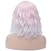Mildiso Short Light Pink Wigs For Women Pastel Wavy Costume Hair Wig with Wig Cap M056C