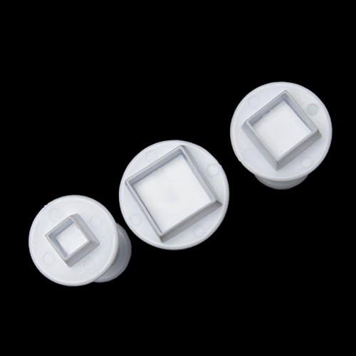 Snowwer 3Pcs/Set Square Shape Cake Plunger Fondant Sugarcraft Decorating Cutters Tools