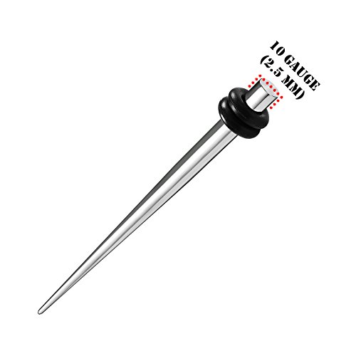 BIG GAUGES Pair 316L Surgical Steel 10g Gauge 2.5mm Taper Ear Plugs O-Rings Piercing Jewelry Earring Piercing Stretching BG0837