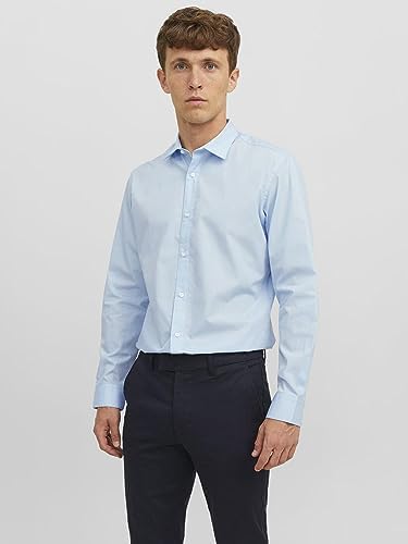 Camicia Classica da Uomo Jjjoe LS Plain, Blu di Cachemire, L