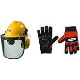Oregon Chainsaw Safety Protective Helmet with Visor Combo Set, Yellow