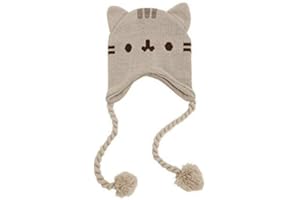 Pusheen Cat Face Ears Beanie - Pusheen the Cat Beanie Hat - Grey with Tassels