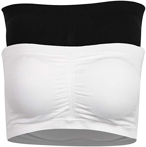 Women's Padded Bandeau Bra, Strapless Basic Layer Tube Top 1-4 Packs