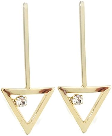 Artnouveau Elle Linear Geometric Stud Drop Earrings With Rhinestone Stud Drop Earrings (Triangle)
