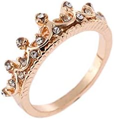 Wedding Band Rose Gold Women Rings Queen Crown Princess (7)