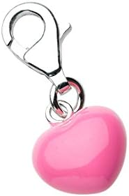 925 Sterling Silver Pink Enamel Heart Charm with Lobster Clasp fitting