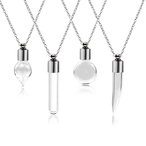 Blood Vial Necklace Stainless Steel Glass Heart Vial Perfume - Main Image