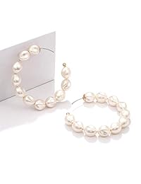 Pendientes de aro BVGA para mujer, elegantes pendientes de aro de perla, ligeros, colgantes de gota de oreja